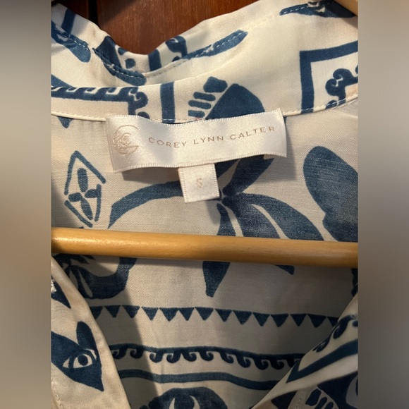 ANTHROPOLOGY Corey Lynn Calter Blue Rayon Print Mini Shirt Dress Size Small - Picture 7 of 9